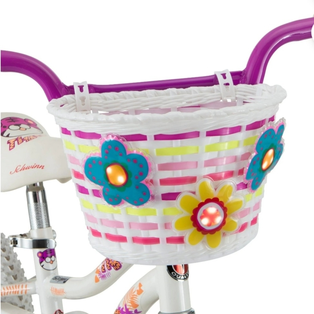 Schwinn Kids Bike Basket with Pink and White Stripes